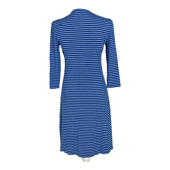 Chico’s Blue White Stripe Fit & Flare Dress XS US 2 Work Casual - Picture 4 of 10